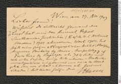 Nachlass Franz Steindachner, Karte von Julius Hann an Franz Steindachner (27.11.1907), Inv.Nr. 201.01, Seite 1
